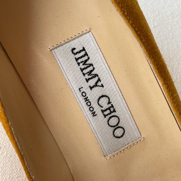 Jimmy Choo Mustard Yellow Suede Heels - Picture 6 of 7